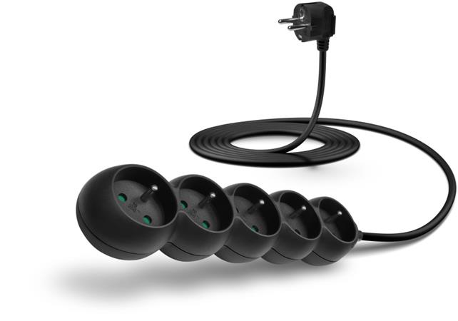 CONNECT IT prodlužovací kabel 230 V, 5 zásuvek, 3 m, bez vypínače (černý) CES-1324-BK