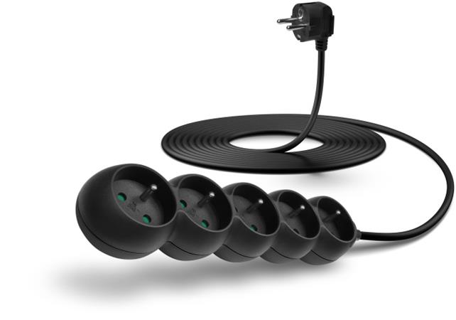CONNECT IT prodlužovací kabel 230 V, 5 zásuvek, 5 m, bez vypínače (černý) CES-1323-BK