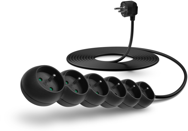 CONNECT IT prodlužovací kabel 230 V, 6 zásuvek, 5 m, bez vypínače (černý) CES-1320-BK
