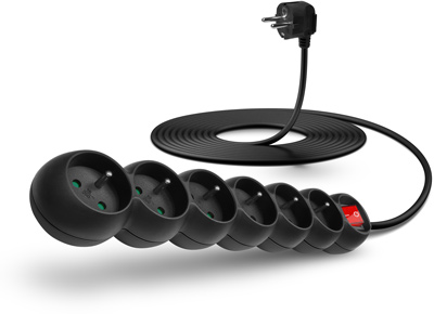 CONNECT IT prodlužovací kabel 230 V, 6 zásuvek, 5 m, s vypínačem (černý) CES-0999-BK