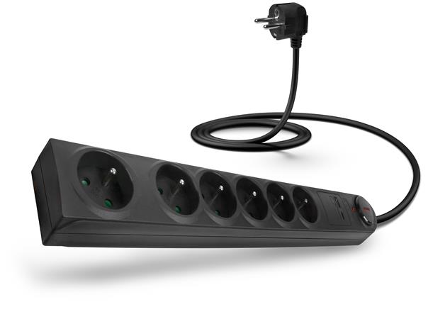CONNECT IT prodlužovací kabel s přepěťovou ochranou ,6 zásuvek, 1,5 m (černá) CES-1510-BK