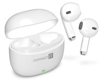 CONNECT IT Sluchátka True Wireless SonicBass, špunty do uší s mikrofonem, Bluetooth, bílá CEP-1100-WH