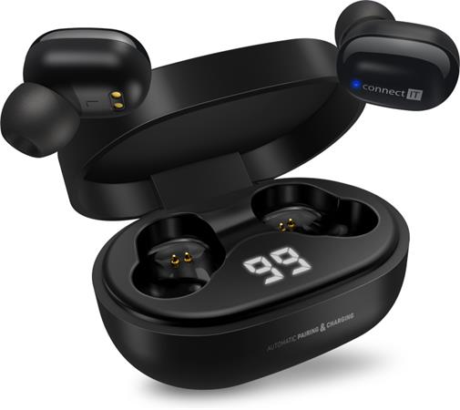 CONNECT IT True Wireless SensorTouch sluchátka do uší s mikrofonem, ČERNÁ CEP-7100-BK
