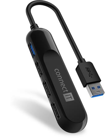 CONNECT IT USB-A hub USB 3.0, externí, ČERNÝ CHU-4000-BK
