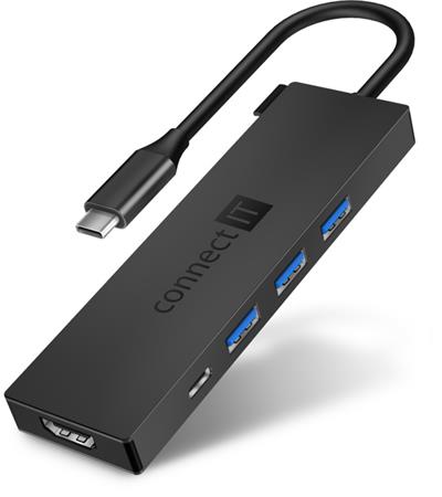 CONNECT IT USB-C hub, 5v1 (USB-C,3xUSB-A,HDMI), externí, ANTRACITOVÝ CHU-8010-AN