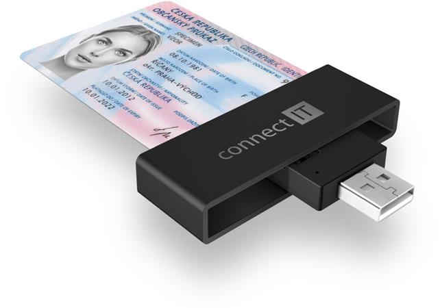 CONNECT IT USB čtečka eObčanek a čipových karet, ČERNÁ CFF-3000-BK