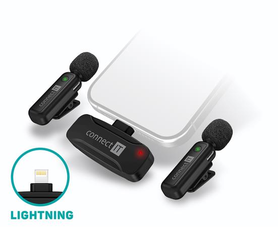 CONNECT IT Wireless Lavalier mikrofon Lightning konektor (2 ks + receiver) set ČERNÝ CMI-1010-BK