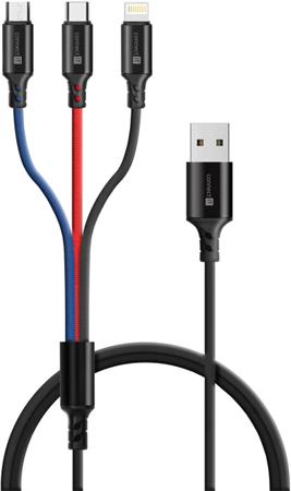 CONNECT IT Wirez 3in1 USB-C & Micro USB & Lightning, 1,2 m CCA-2051-BK