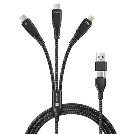 CONNECT IT Wirez 6in1 2x USB-C, 1x Lightning, 1,25 m, ČERNÝ CCA-2320-BK