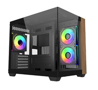Cooler Master case Elite 481 Wood, ATX, Průhledná bočnice, 3x 120mm ARGB Fan, Černá E481-KHNN-S00