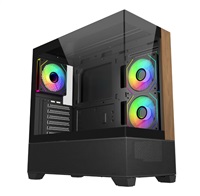 Cooler Master case Elite 690 Wood, ATX, Průhledná bočnice, 3x 120mm ARGB Fan, Černá E690-KHNN-S00