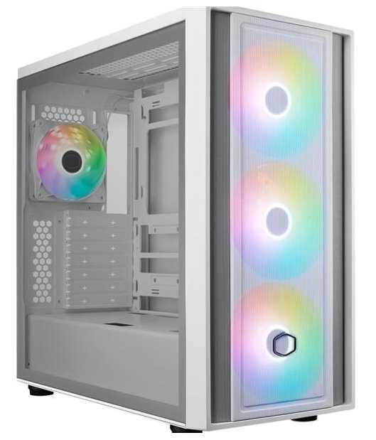 Cooler Master case MasterBox 600, bez zdroje, 3x 140mm ARGB Fan, 1x 120mm ARGB Fan, bílá MB600-WGNN-S00