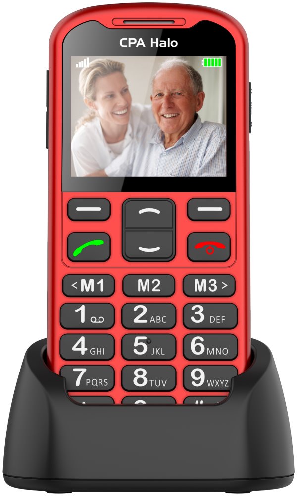 CPA Halo 19 Senior červený s nabíjecím stojánkem 2,2" barevný display/ FM rádio/ LTE TELMY1019RE