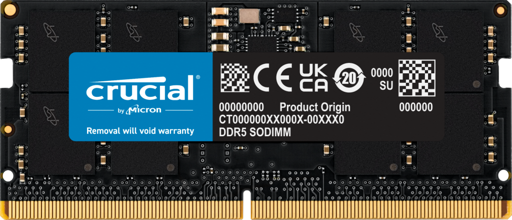 Crucial 16GB DDR5-4800 SODIMM CL40 CT16G48C40S5