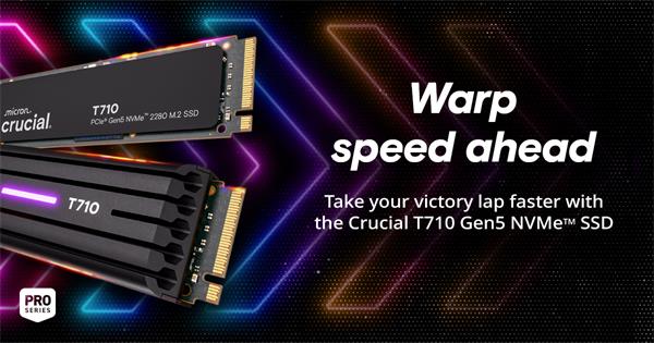 Crucial T710 1TB SSD PCIe NVMe M.2 2280, r14900MB/s, w13700MB/s CT1000T710SSD8