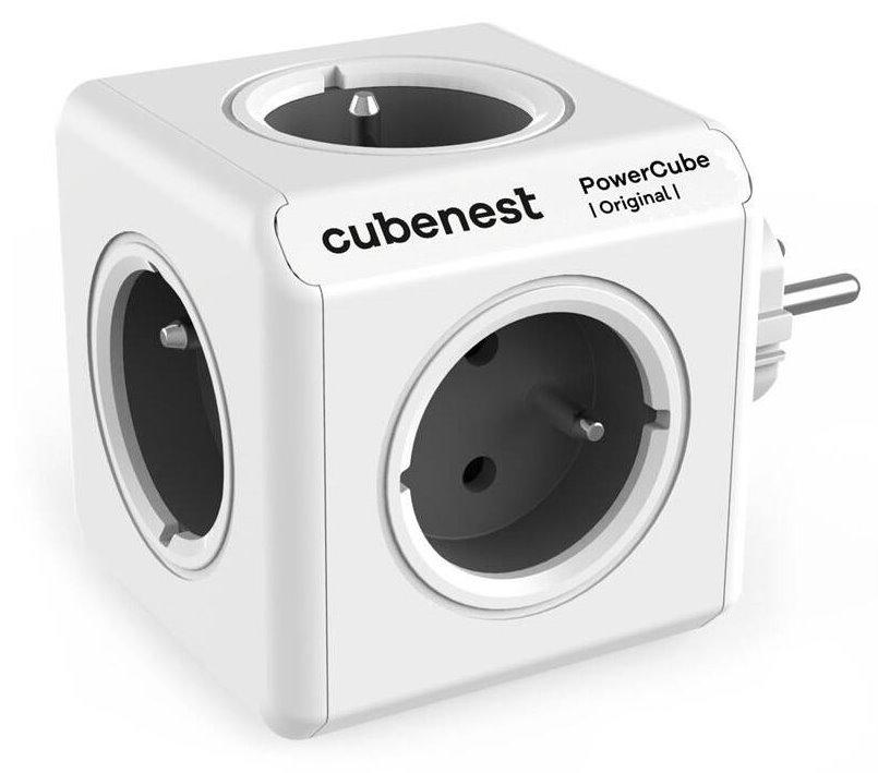 Cubenest Powercube Original, 5× zásuvka, bílá/šedá, dětská pojistka, uzemnění, max. 16A/250V~3680W/50-60Hz PC120GY