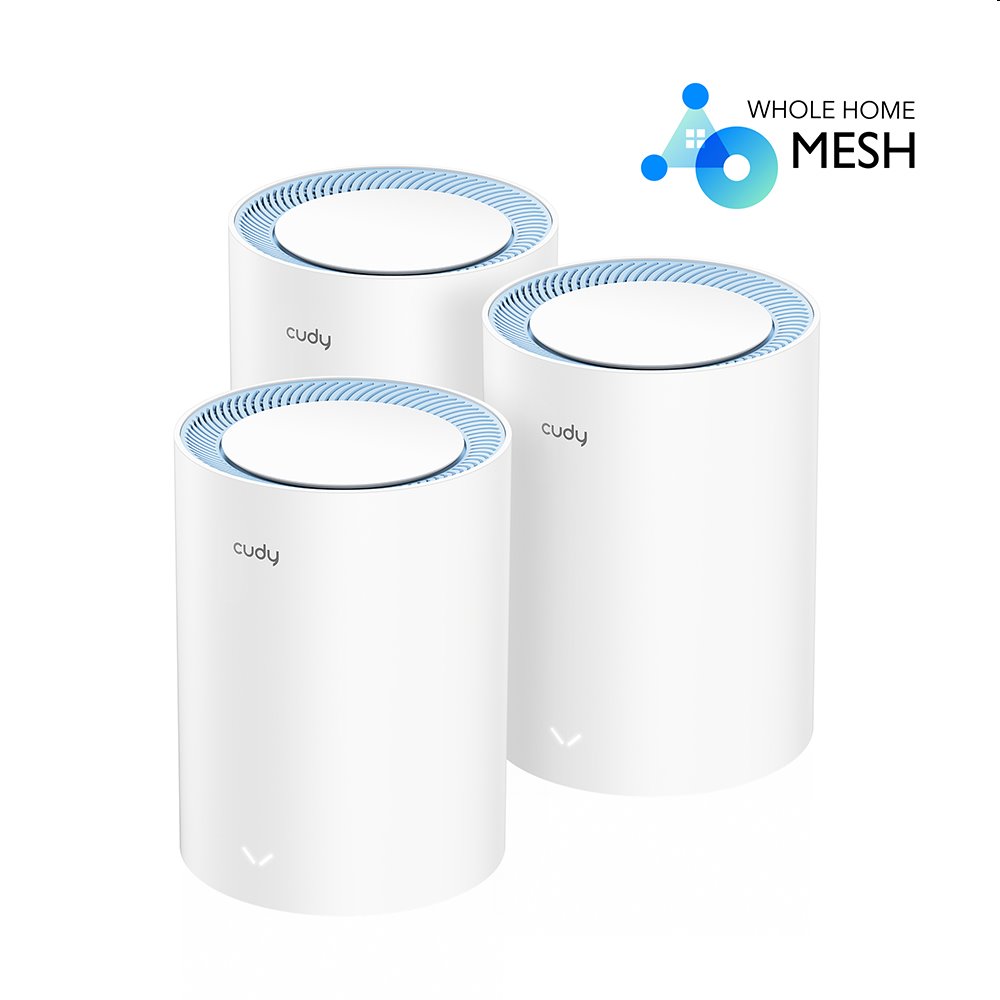 Cudy AC1200 Wi-Fi Mesh Solution 3-Pack, Dual-Band, 867+300Mbps, 802.11ac/a/b/g/n, 2x FastEth, 2x int.anten M1200(3-Pack)