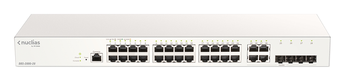 D-Link DBS-2000-28 28xGb Nuclias Smart Managed Switch 4x 1G Combo Ports (With 1 Year License) DBS-2000-28/E