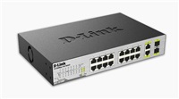 D-Link DES-1018MP 18-Port Fast Ethernet PoE Switch, 16x 10/100 PoE RJ45, 2x combo gigabit RJ45/SFP, PoE budget 246W