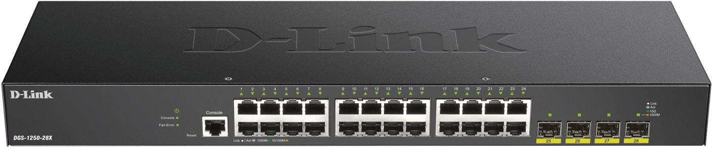 D-Link DGS 1250-28X - Přepínač - L3 Lite - inteligentní - 24 x 10/100/1000 + 4 x 10 Gigabit SFP+ - DGS-12 DGS-1250-28X/E