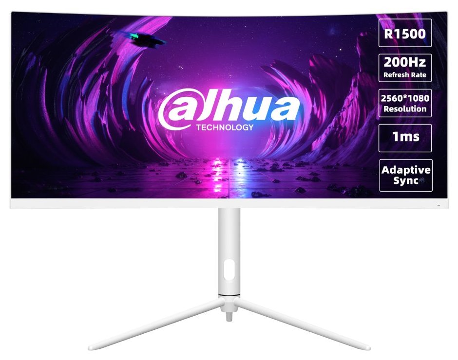 Dahua monitor LM30-E330CW curved 30" VA/2560x1080/1ms/250nits/3000:1/200Hz/2xDP/2xHDMI/Heigh Adj./Tilt/Swivel/bílý