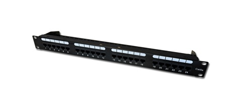 DATACOM Patch panel 19" UTP 24 port CAT5E DUAL 1U BK (4x6p) VL 3002