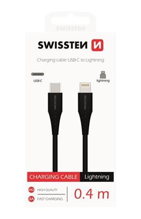 DATOVÝ KABEL SWISSTEN USB-C / LIGHTNING 0,4 M ČERNÝ 71506512