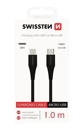 DATOVÝ KABEL SWISSTEN USB-C / MICRO USB 1,0 M ČERNÝ 71506511