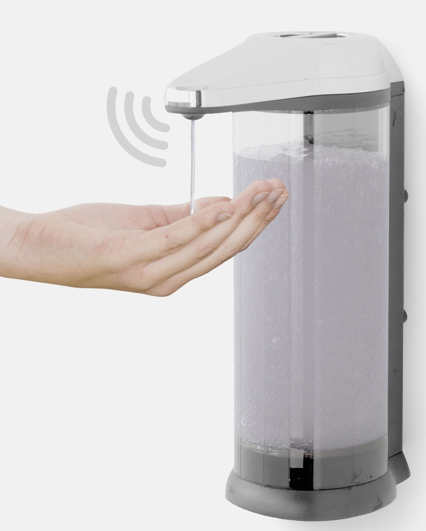 Dávkovač Compactor mýdla na zeď, bateriový, bezdotykový černý plast / chrom, 510 ml RAN6026