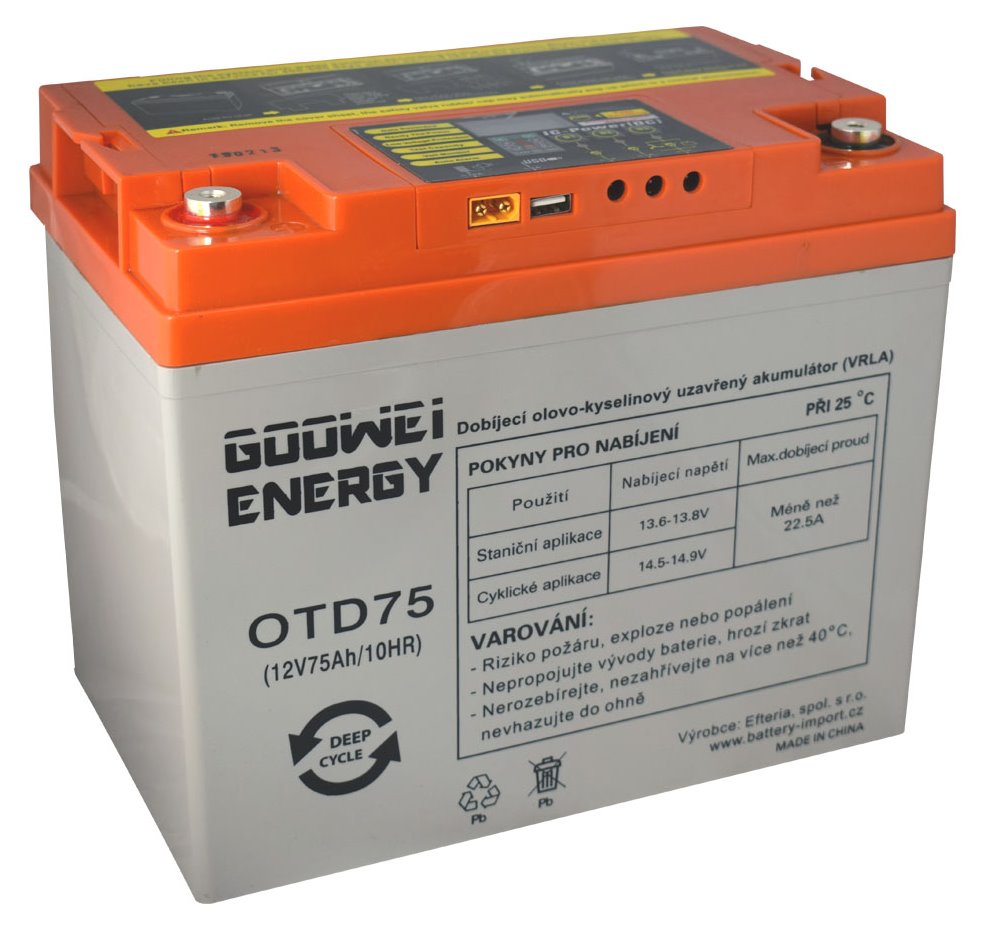 DEEP CYCLE (GEL) baterie GOOWEI ENERGY OTD75, 75Ah, 12V