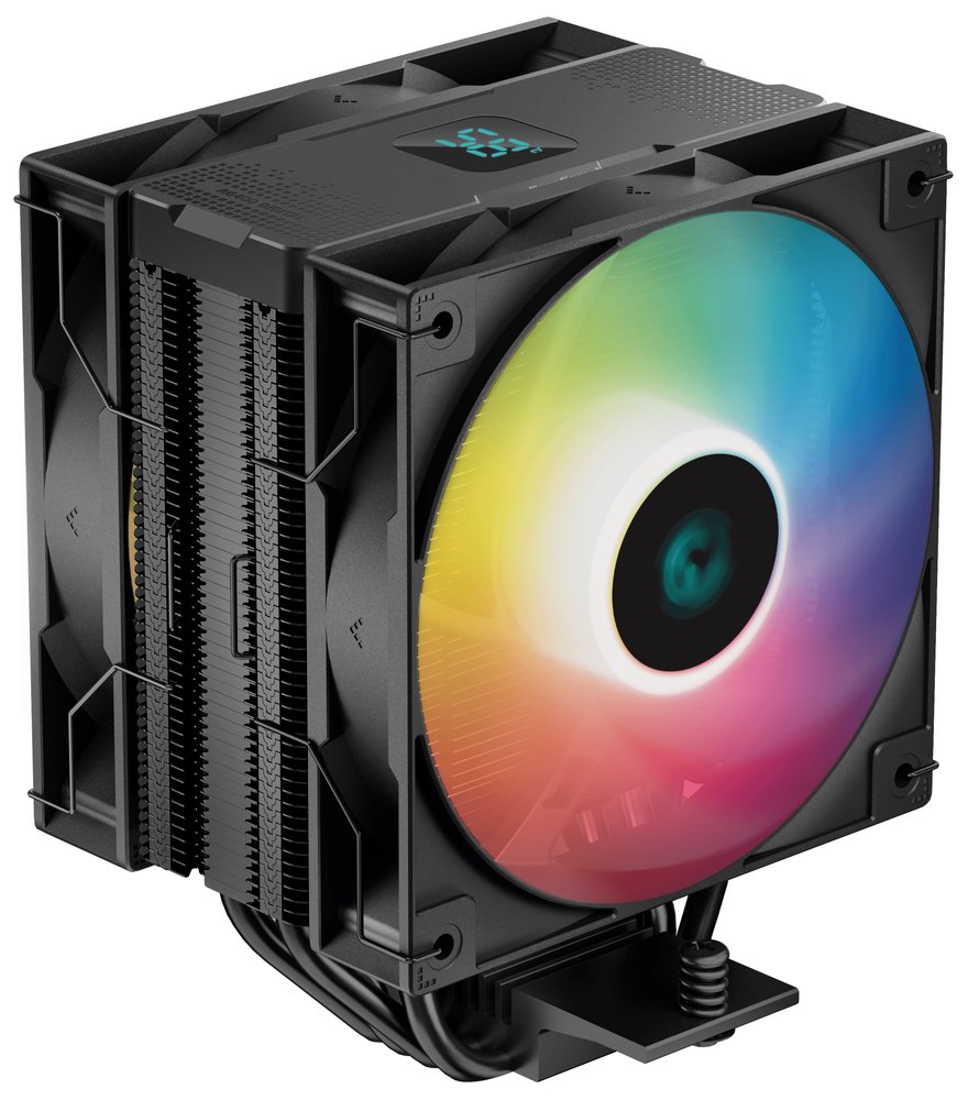 DEEPCOOL chladič AG400 DIGITAL PLUS širší / 120mm fan ARGB / 4x heatpipes / PWM / pro Intel i AMD / č R-AG400-BKADMP-G-1