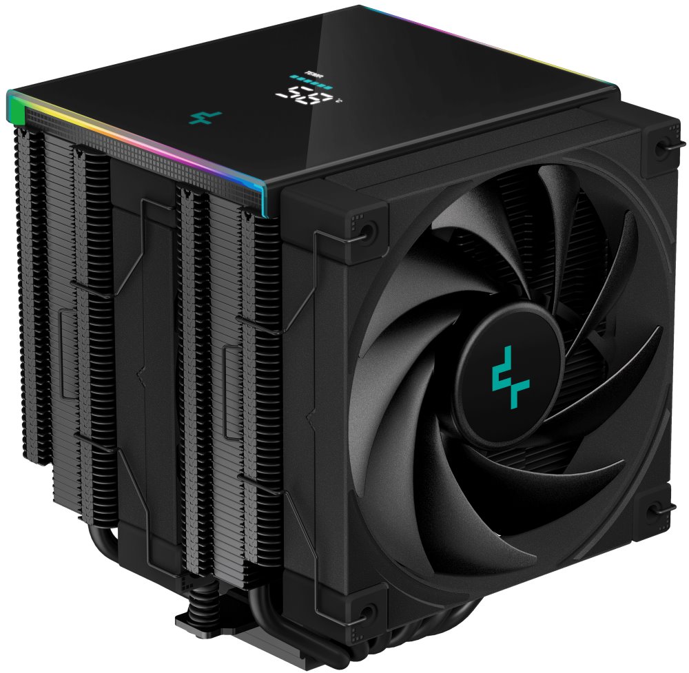 DEEPCOOL chladič AK620 Digital / 2x120mm fan / 6x heatpipes / pro Intel i AMD/ komplet černý / digitáln R-AK620-BKADMN-G