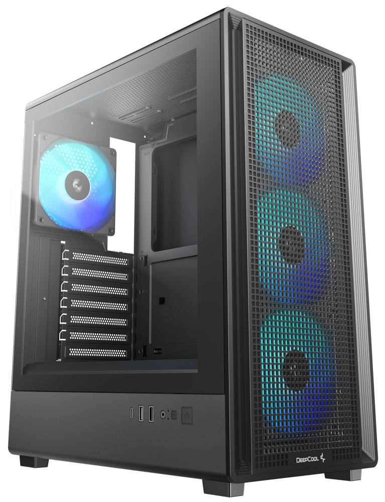 DEEPCOOL skříň CC550 4F / ATX / 4x120 mm ARGB fan / USB3 / USB2 / USB-C / tvrzené sklo / černá R-CC550BKANA4-G