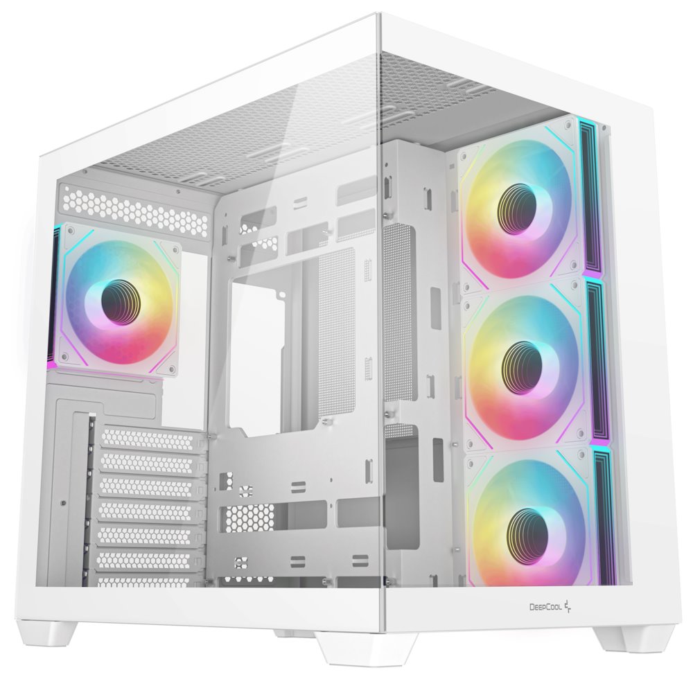 DEEPCOOL skříň CG530 4F ATX / 4x120mm ARGB fans / USB 3.0 / USB-C/ panoramatická / bílá R-CG530-WHADA4-G-1