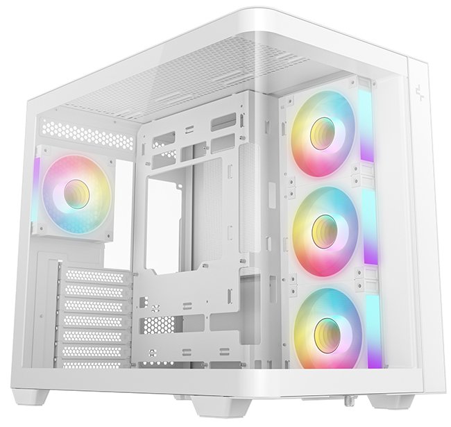 DEEPCOOL skříň CG530U 4F / ATX / 4x120mm ARGB / 2xUSB / USB-C / zaoblené sklo / panoramatická / bílá R-CG530U-WHAGA4-G
