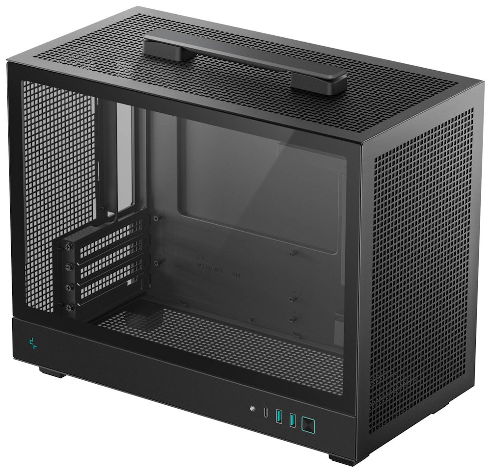 DEEPCOOL skříň CH160 Plus / micro-ATX / USB 3.0 / USB-C / prosklená bočnice / držadlo / černá R-CH160-BKNGM0-G