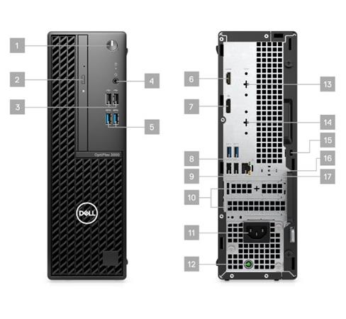 Dell OptiPlex 3000 SFF, 180W, TPM, i5-12500, 8GB, 256GB SSD, Integrated, no WLAN, Kb, Mouse, W10Pro HH09C