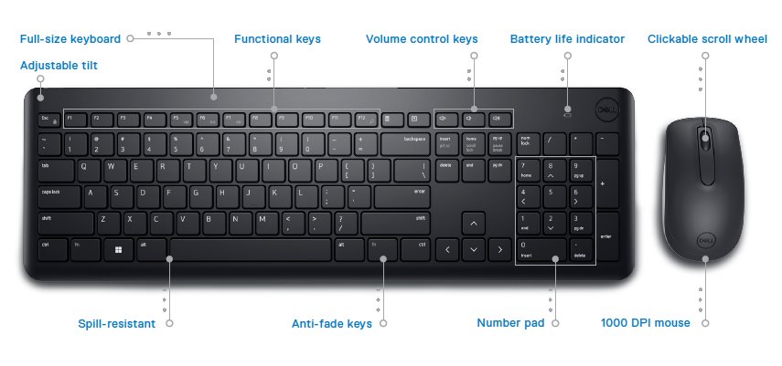 Dell Wireless Keyboard and Mouse-KM3322W - Czech/Slovak (QWERTZ) KM3322W-R-CSK