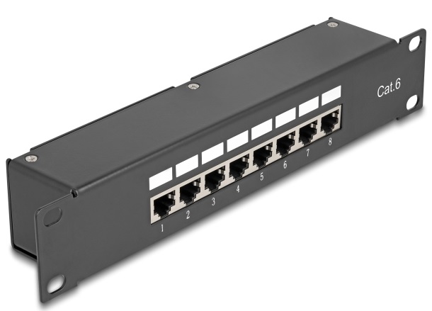 Delock 10” Propojovací patch panel, 8 portový, Cat.6 43304