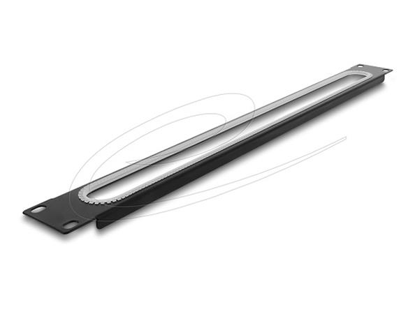 Delock 19” kabelová průchodka s ochranou hran, 1U, černá 67275