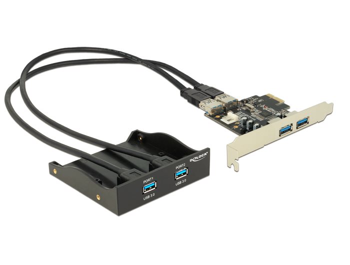 Delock 3.5" přední panel s 2x USB 3.0 porty + PCI Express 2x USB 3.0 61893