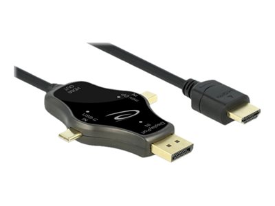 DELOCK, 3 in 1 Monitor Cable with USB-C /Displ 85974