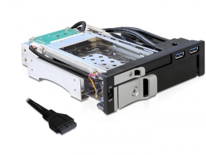DeLOCK 5.25 Mobile Rack for 1 x 2.5 + 1 x 3.5 SATA HDD + 2 x USB 3.0 Ports - Skladovací mobilní rac 47209
