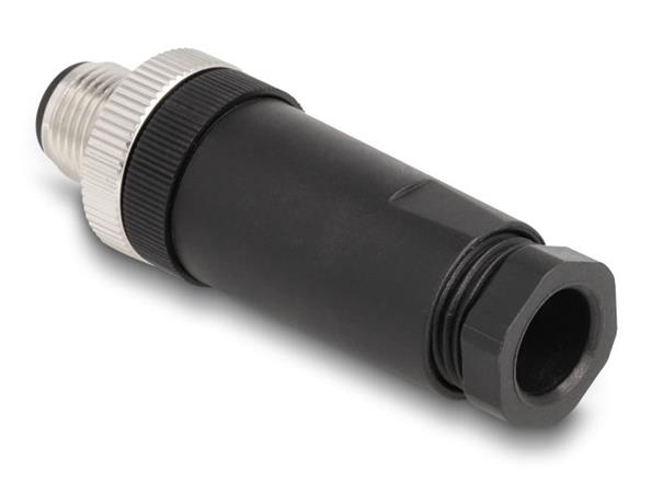 Delock A-kódovaný 3 pinový zástrčkový konektor M12 pro šroubové připojení montáž 60566