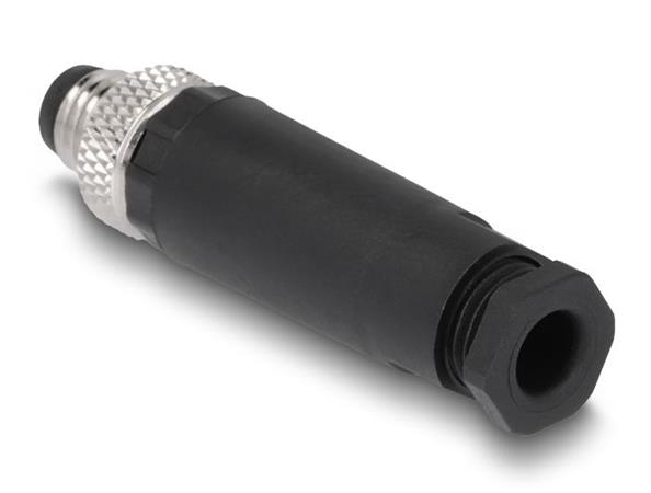 Delock A-kódovaný 4 pinový zástrčkový konektor M8 pro šroubové připojení montáž 60530