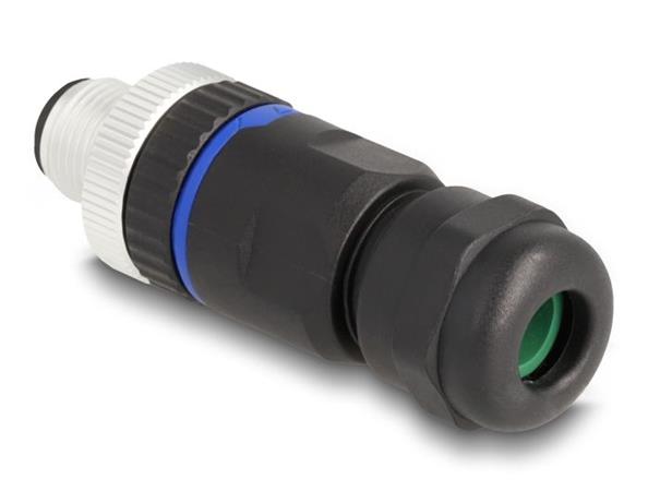 Delock A-kódovaný 5 pinový zástrčkový konektor M12 pro šroubové připojení montáž 60534