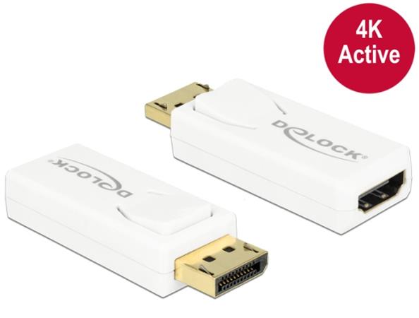 Delock Adaptér Displayport 1.2 samec > HDMI samice 4K aktivní bílá 65580