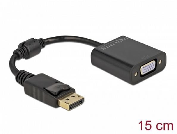Delock Adaptér DisplayPort 1.2 samec na VGA samice pasivní černá 61006
