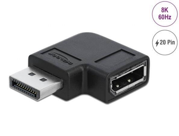 Delock Adaptér DisplayPort 1.4 samec na samice 90° levý pravoúhlý 8K 60 Hz 66296