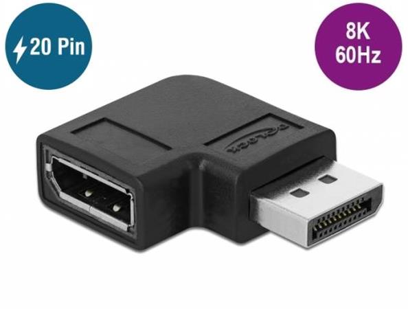 Delock Adaptér DisplayPort 1.4 samec na samice 90° nakloněný doprava 8K 60 Hz 66297